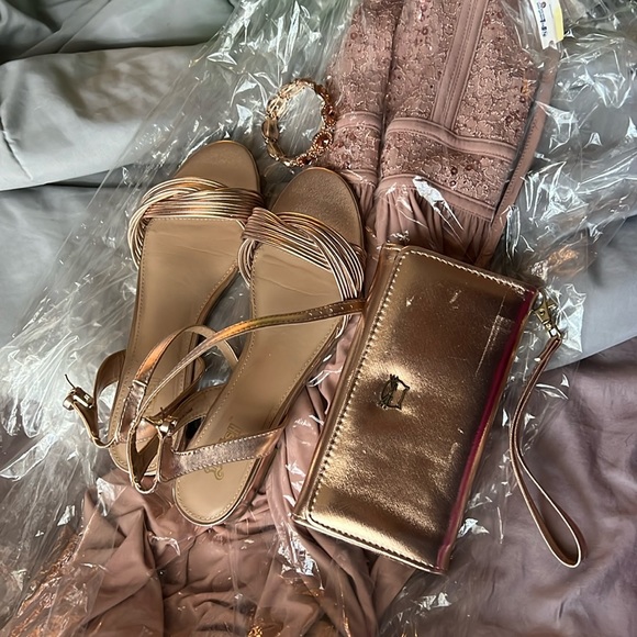 Rose Gold Prom Dress W/ Rose Gold Accessories - Picture 1 of 7